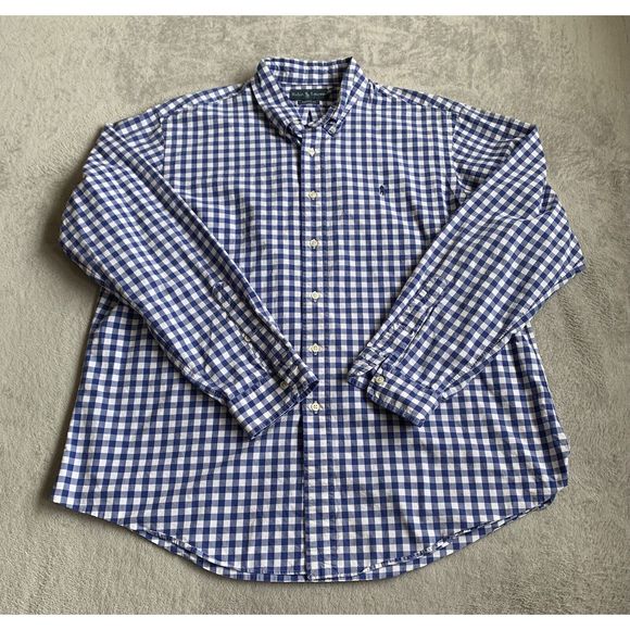 Polo Ralph Lauren Other - Polo Ralph Lauren Dress Shirt XXL (2XL) Blue Squared Custom Fit Mens Button Down